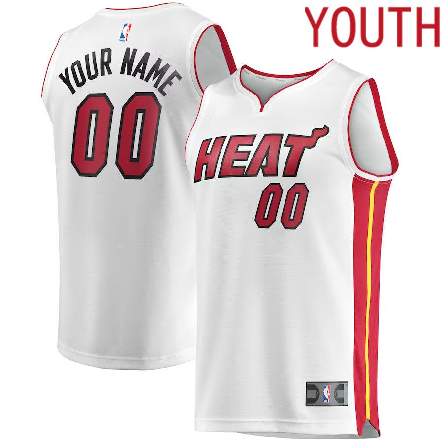 Youth Miami Heat Fanatics Branded White Fast Break Custom Replica NBA Jersey